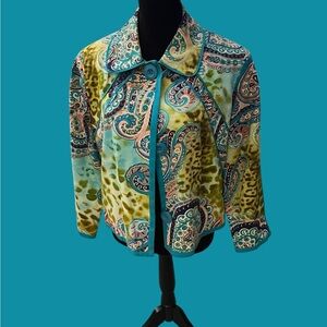 VINTAGE COLLECTION Harve Bernard Paisley and Leopard Print Women's Jacket